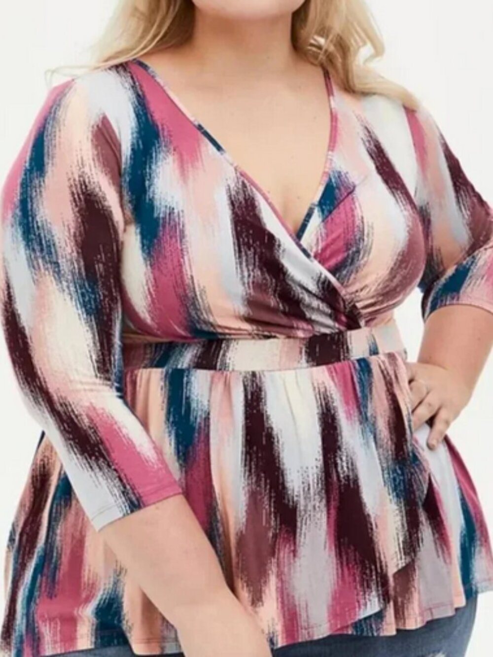 Torrid Super Soft Surplice Top - Retro Ikat - Size 3 - NWT